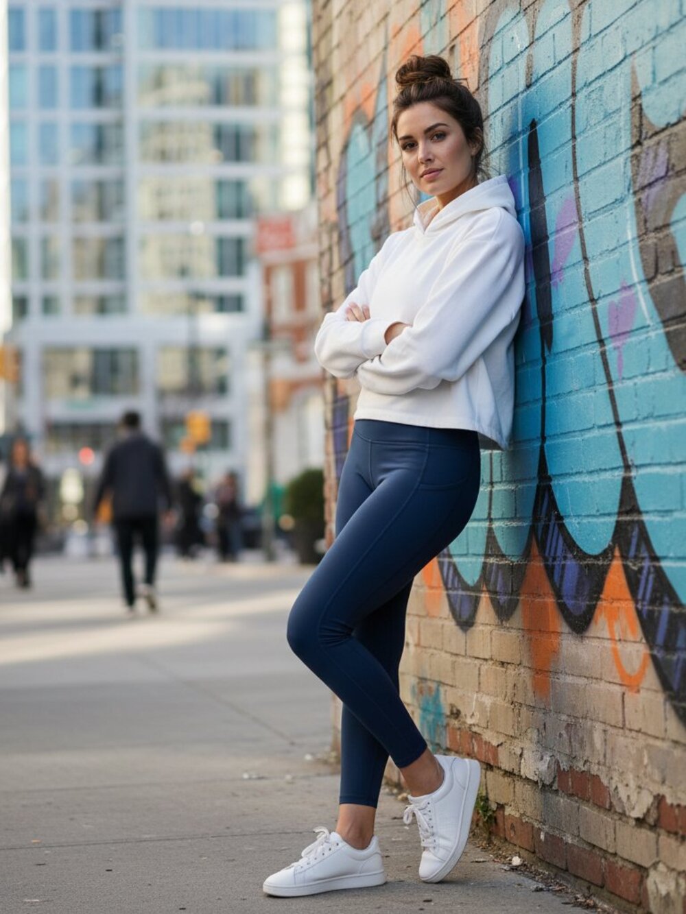 Beyond Yoga LuxeFleece Cropped Hoodie White Large Soft Athleisure Sweatshirt